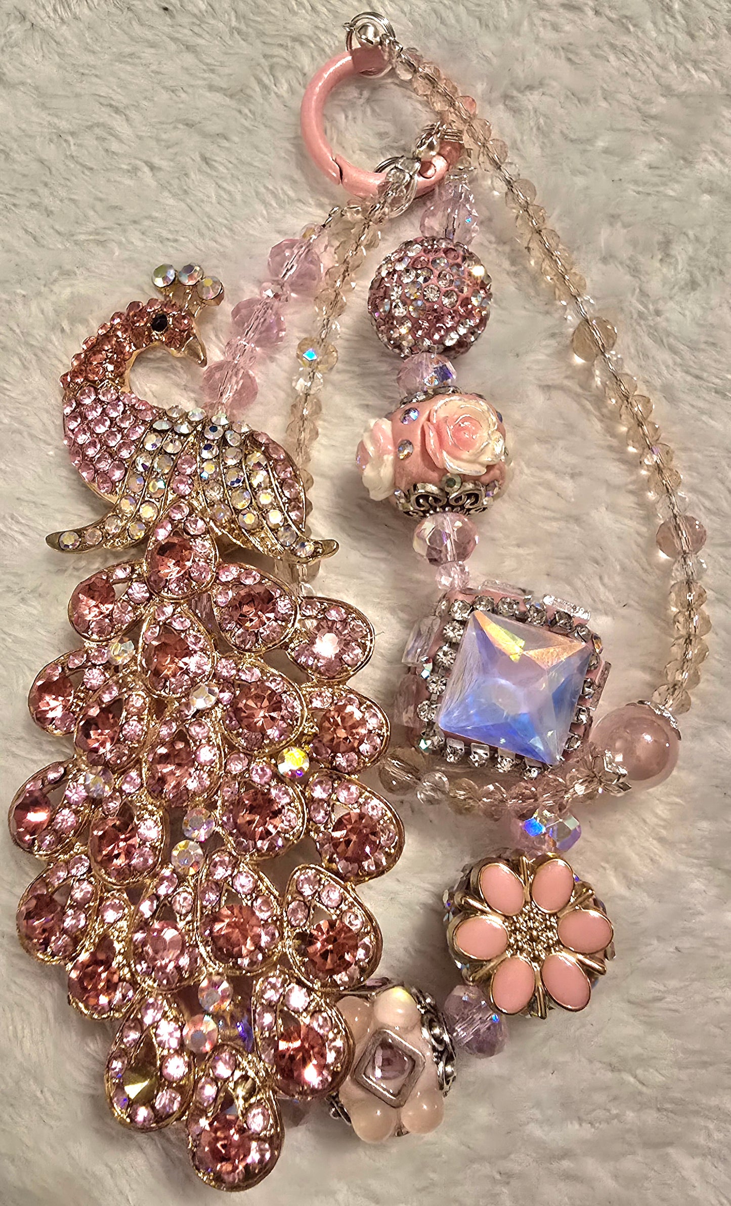 Pink Peacock Accessory Chain
