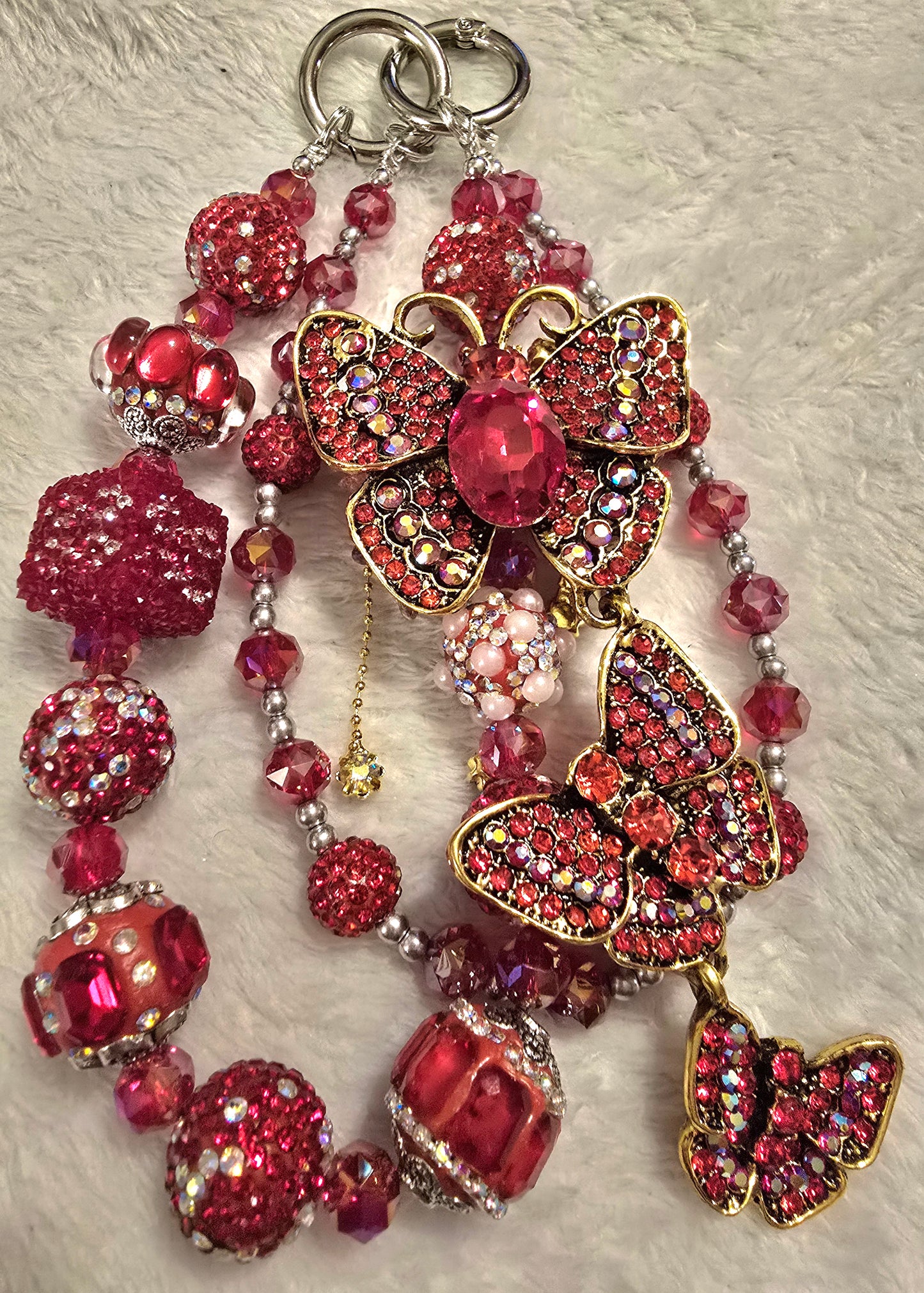 Red Butterfly Trio Accessory Chain