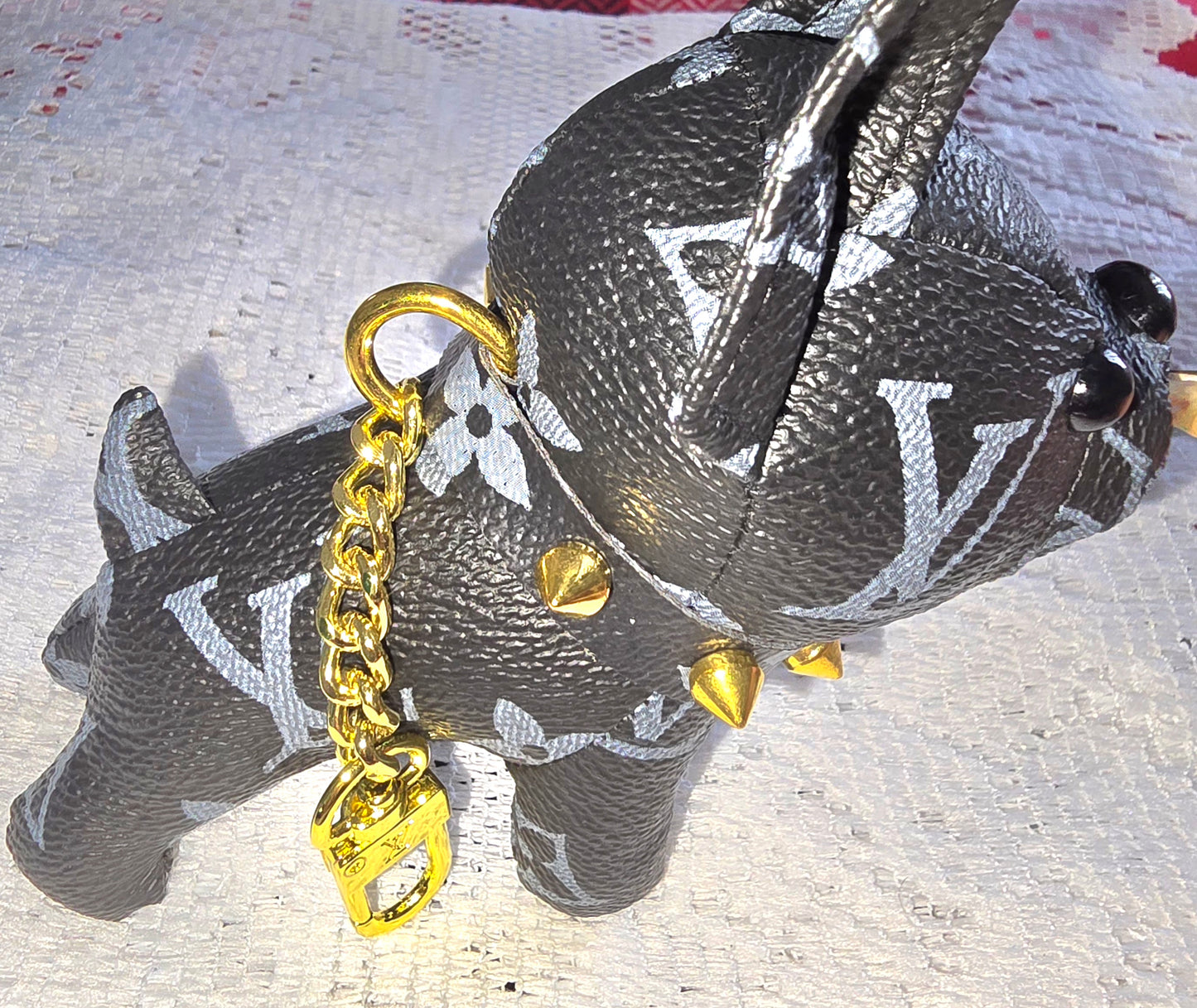 Louis V Black Puppy Keychain