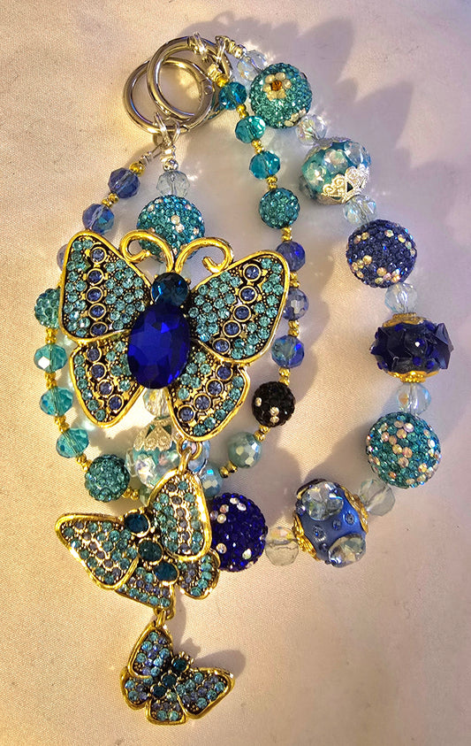 Teal Butterfly Trio Accessory Chain