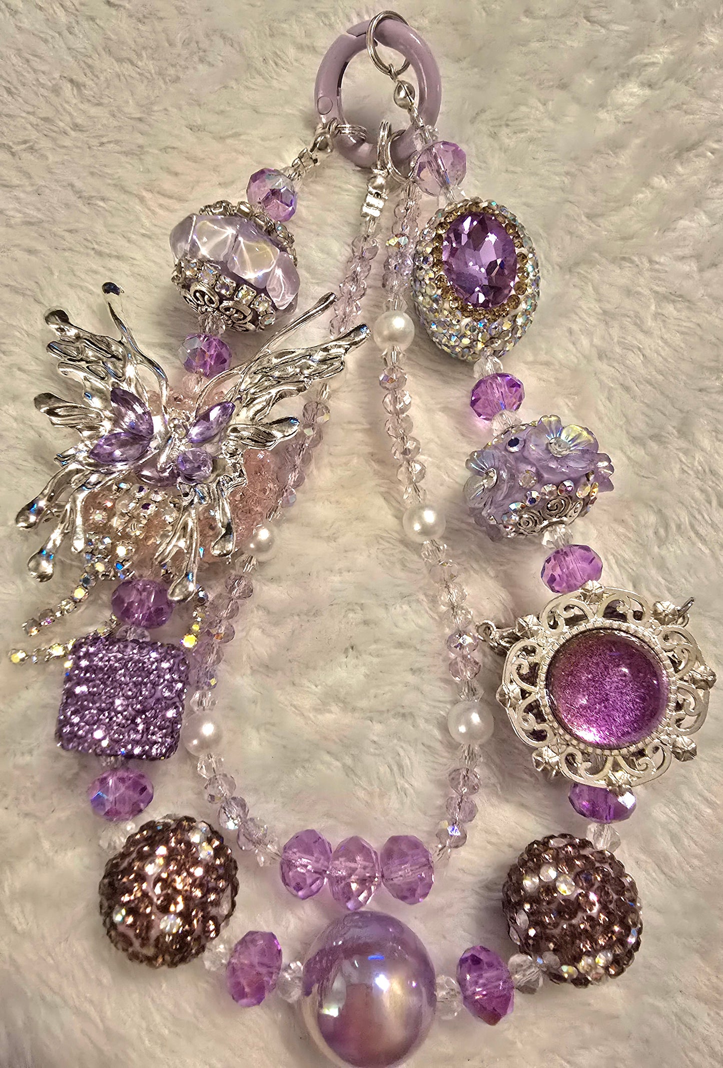 Silver Violet Butterfly Accessory Chain