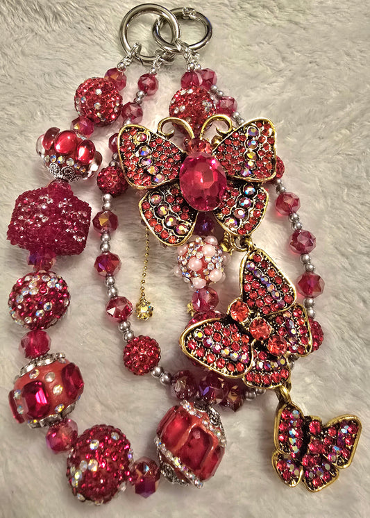 Red Butterfly Trio Accessory Chain