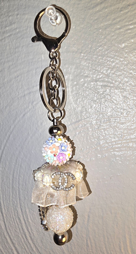 Frosted Flower Keychain