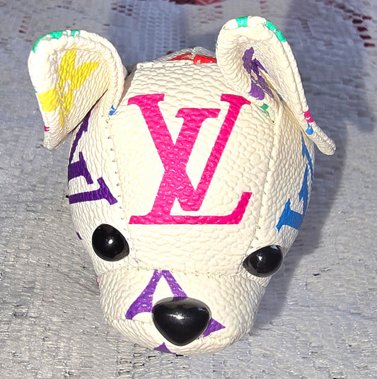 Louis V White Puppy Keychain