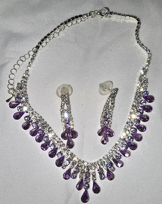 “Violet Veil” Necklace & Earrings Set