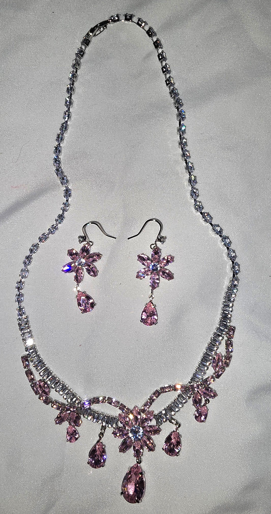 "Rosé Fleur" Necklace & Earrings Set